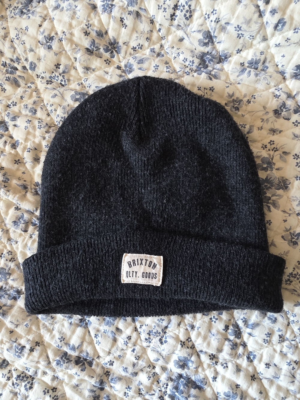 Brixton Black Ribbed Knit Beanie with Patch